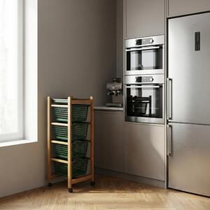 VALDOMO Carrello Cucina Portafrutta Portatutto Multiuso in Legno Dimensioni 37x30x85 cm colore Noce Ercolino