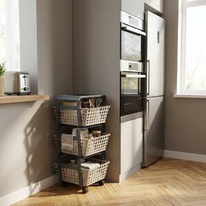 Ecoplast Carrello Cucina Portafrutta Portatutto Multiuso in Plastica Dimensioni 29x42x75 cm colore Tortora