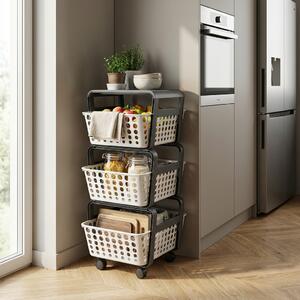 Ecoplast Carrello Cucina Portafrutta Portatutto Multiuso in Plastica Dimensioni 29x42x75 cm colore Ghiaccio