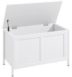 HOMCOM Baule Contenitore da 95 L con Coperchio e Cerniera di Sicurezza 80x40x50 cm Bianco Venato | Aosom Italy