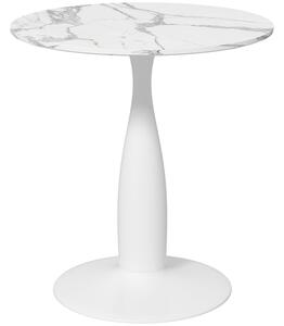 HOMCOM Tavolo da pranzo rotondo in acciaio verniciato a polvere, in MDF con melamina, con piedini antiscivolo, 70 x 74 cm, Bianco | Aosom Italy
