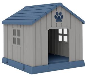 AllMyPets Casetta per Cani Taglia Media da Esterno Impermeabile con Base Rialzata e Finestre, 85x79x82 cm colore Grigio - L3900GY
