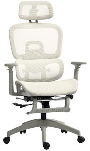 HOMCOM Sedia ufficio ergonomica in rete reclinabile con poggiatesta, Beige | Aosom Italy