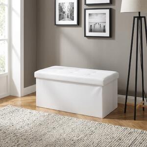 DecHome Cassapanca in Ecopelle Panca contenitore Dimensioni 76x38x38 cm colore Bianco