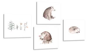 Set di quadri – Animali del bosco in stile minimalista