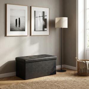 DecHome Cassapanca in Ecopelle Panca contenitore Dimensioni 76x38x38 cm colore Nero