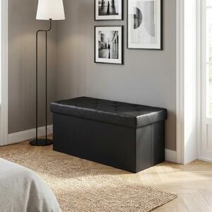 DecHome Cassapanca in Ecopelle Panca contenitore Dimensioni 76x38x38 cm colore Nero