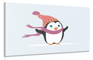 Stampa su tela – Pinguino carino con cappello