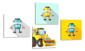 Set di quadri – Robot con auto gialla