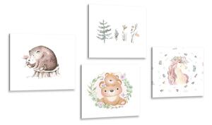Set di quadri – Animali in tonalità tenui