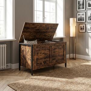 DecHome Cassapanca in Legno Panca contenitore Dimensioni 80x40x49 cm colore Marrone/Nero