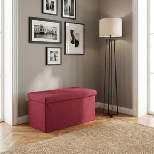 DecHome Cassapanca in Tessuto Panca contenitore Dimensioni 76x38x38 cm colore Bordeaux