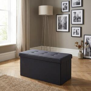 DecHome Cassapanca in Tessuto Panca contenitore Dimensioni 76x38x38 cm colore Nero