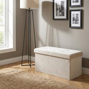 DecHome Cassapanca in Velluto Panca contenitore Dimensioni 76x38x38 cm colore Beige
