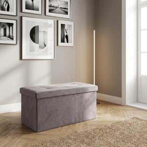DecHome Cassapanca in Velluto Panca contenitore Dimensioni 76x38x38 cm colore Tortora