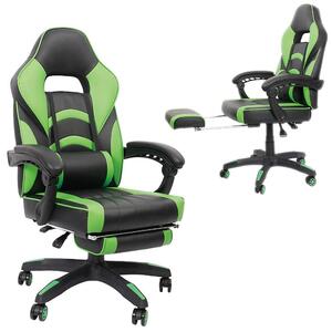 Sedia da gioco verde/nera Poltrona da ufficio Sedia girevole Sedia da ufficio Poggiapiedi da scrivania