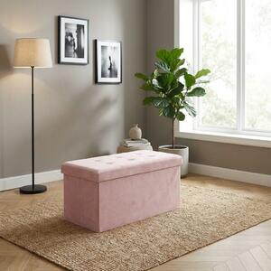 DecHome Cassapanca in Velluto Panca contenitore Dimensioni 76x38x38 cm colore Rosa