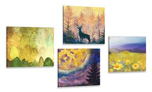 Set di quadri – Storia di un cervo in imitazione di pittura a olio
