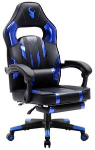 Sedia da ufficio Sedia da direzione Sedia girevole Sedia da gaming Poggiapiedi per scrivania Nero/Blu