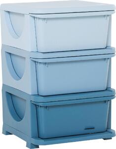 DecHome Cassettiera Multiuso 3 Cassetti in Plastica 37x37x56.5 cm colore Blu
