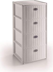 STEFANPLAST Cassettiera Multiuso 4 Cassetti in Plastica 40x40x80 cm colore Bianco - 30400 Elegance