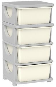DecHome Cassettiera Multiuso 4 Cassetti in Plastica 37x37x76 cm colore Crema