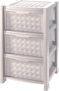 Tontarelli Cassettiera Multiuso 3 Cassetti in Plastica 39x39x63.5 cm colore Angora - 8025646210