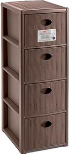 STEFANPLAST Cassettiera Multiuso Salvaspazio 4 Cassetti in Plastica 30x40x80 cm colore Tortora - 30301 Elegance