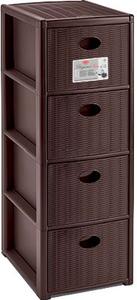 STEFANPLAST Cassettiera Multiuso Salvaspazio 4 Cassetti in Plastica 30x40x80 cm colore Moka - 30302 Elegance