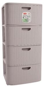 STEFANPLAST Cassettiera Multiuso Salvaspazio 4 Cassetti in Polipropilene 40x40x80 cm colore Greige - Domus Home Collection