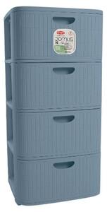 STEFANPLAST Cassettiera Multiuso Salvaspazio 4 Cassetti in Polipropilene 40x40x80 cm colore Smoky Blue - Domus Home Collection