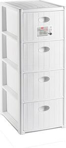 STEFANPLAST Cassettiera Multiuso Salvaspazio 4 Cassetti in Plastica 30x40x80 cm colore Bianco - 30300 Elegance