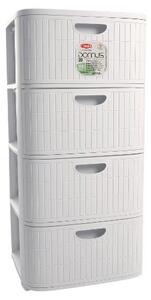 STEFANPLAST Cassettiera Multiuso Salvaspazio 4 Cassetti in Polipropilene 40x40x80 cm colore Bianco - Domus Home Collection
