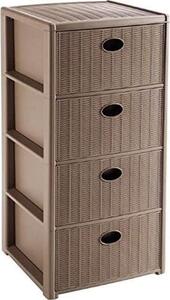 STEFANPLAST Cassettiera Multiuso 4 Cassetti in Plastica 40x40x80 cm colore Tortora - 30401 Elegance