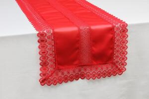 Elite Centrotavola Natalizio Runner Tavola Ricamato 40x110 cm con Inserti Macram colore Rosso - SD121391