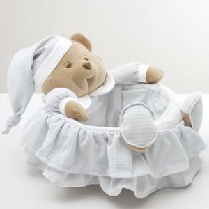 NANAN Cesta portaoggetti Neonato con Orsacchiotto colore Azzurro - Puccio