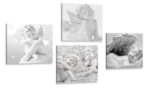 Set di quadri – Armonia degli angeli in bianco e nero