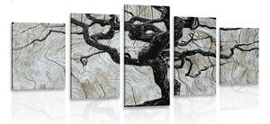 Quadri 5 pezzi – Albero astratto su legno