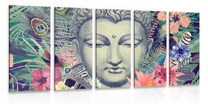 Quadri 5 pezzi – Buddha su sfondo esotico