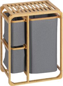 DecHome Cesto Portabiancheria con 3 Scomparti Estraibili in Tessuto e Bamb 50x32x69.7cm - 181-850