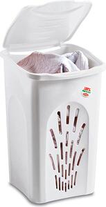 STEFANPLAST Cesto Portabiancheria Contenitore Bucato sporco in Plastica con coperchio Capacit 50 litri cm. 37x37x56 h colore Bianco - Primavera - 