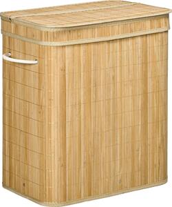 DecHome Cesto Portabiancheria da 90L Pieghevole con 2 Scomparti, Coperchio e Manici in Bamb - U5020ND