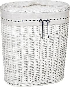 DecHome Cesto Portabiancheria in Vimini con Coperchio e Sacco Interno in Tessuto Lavabile Bianco - 145WT850