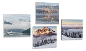 Set di quadri – Paesaggio invernale innevato