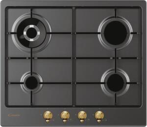 Candy CHW6BR4WGTGH Linea Classic Piano Cottura 4 Fuochi a Gas 60 cm (1 Bruciatore Doppia Corona) colore Antracite