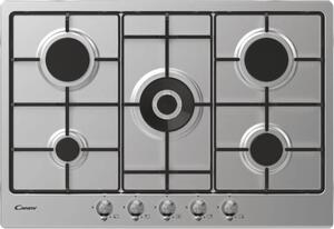 Candy CHW74WTX Piano Cottura 5 Fuochi a Gas 75 cm (1 Bruciatore Doppia Corona) colore Inox
