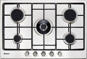 Candy CHW74WX Serie Timeless Piano Cottura 5 Fuochi a Gas 75 cm (1 Bruciatore Doppia Corona) colore Inox