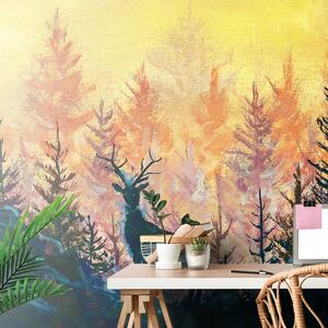 Carta da parati – Pittura artistica della foresta