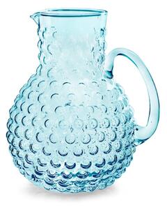 Brocca Bubble in vetro bocciardato colore blu lt 2,3
