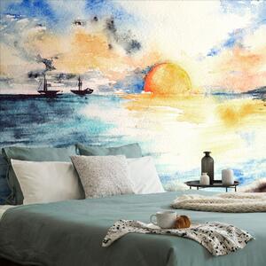 Carta da parati – Tramonto brillante sul mare